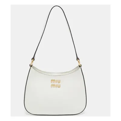 Miu Miu White Madras Leather Hobo