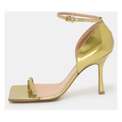 Bottega Veneta Gold Leather Strech Ankle Strap Sandals Size