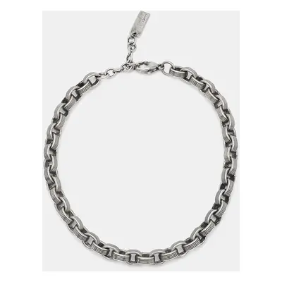 Saint Laurent Ridged Cable Link Silver Tone Bracelet