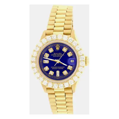 Rolex 2ct diamond bezel navy blue diamond dial president datejust yellow gold Wristwatch