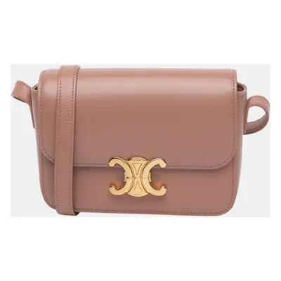 Celine Brown Teen Shiny Calfskin Triomphe Crossbody