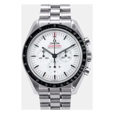 Omega White Stainless Steel Speedmaster Professional Moonwatch 310.30.42.50.04.001 Manual Windin