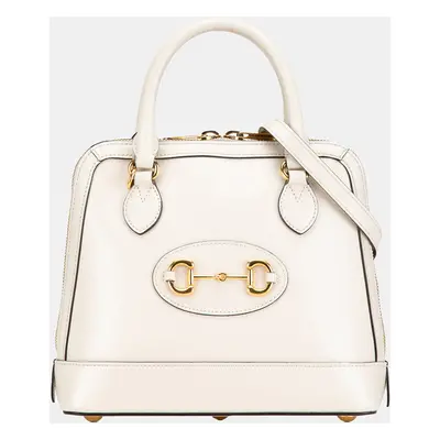 Gucci White Small Leather Horsebit Satchel