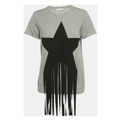 Stella McCartney Grey Star Fringed Jersey T-Shirt