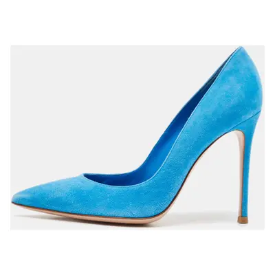 Gianvito Rossi Blue Suede Pointed Toe Pumps Size