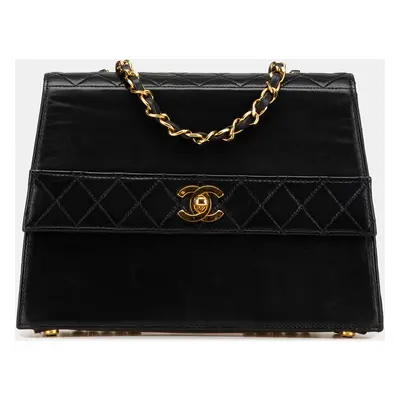 Chanel Black CC Lambskin Trapezoid Flap