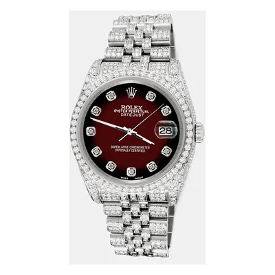 Rolex datejust pave 10.2ct iced diamond maroon vignette jubilee Wristwatch