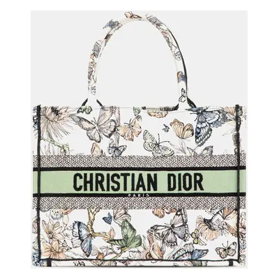 Dior White Medium Embroidered Toile de Jouy Mexico Book Tote