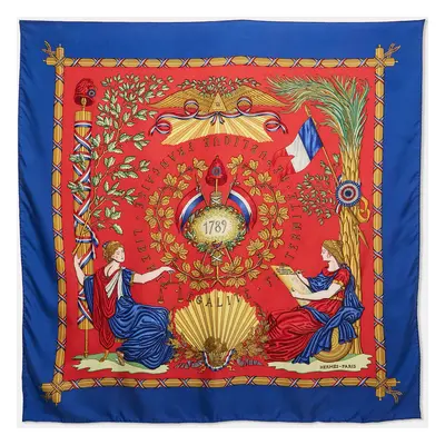 Hermès Blue/Red Silk Liberte Egalite Fraternite Republique Francaise Scarf