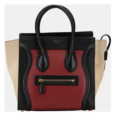 Celine Red Micro Tricolor Luggage Tote