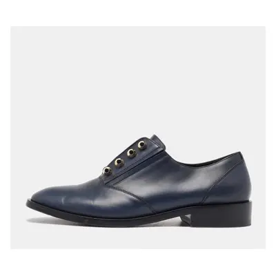 Balenciaga Navy Blue Leather Pierced Oxfords Size