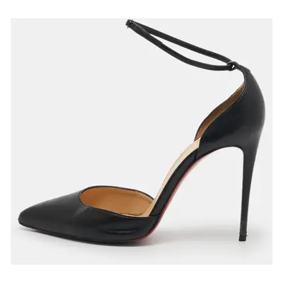 Christian Louboutin Black Leather Uptown Ankle Strap D'Orsay Pumps Size