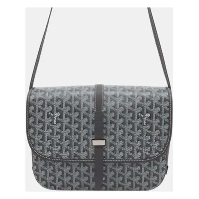 Goyard Grey PVC Coated Canvas Leather Belvedere MM Bag