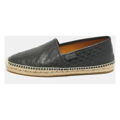 Gucci Black Microguccissima Leather Espadrille Flats Size 41.5