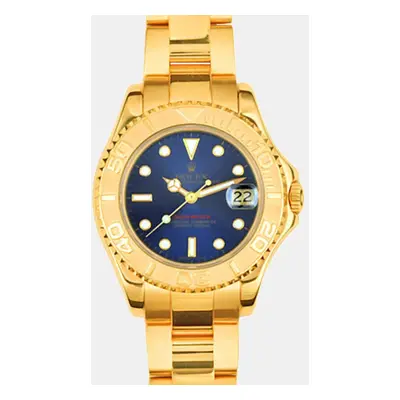 Rolex Blue 18k Yellow Gold Yacht-Master Automatic Men's Wristwatch mm