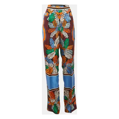 Emilio Pucci Multicolor Leaf Print Silk Tapered Trousers