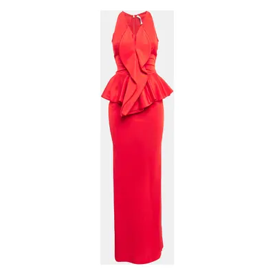 Givenchy Red Stretch Knit Peplum Style Gown