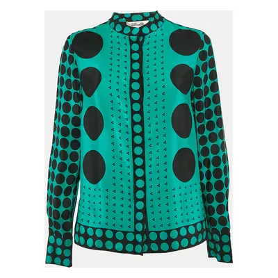 Diane Von Furstenberg Green Dots Print Silk Shirt