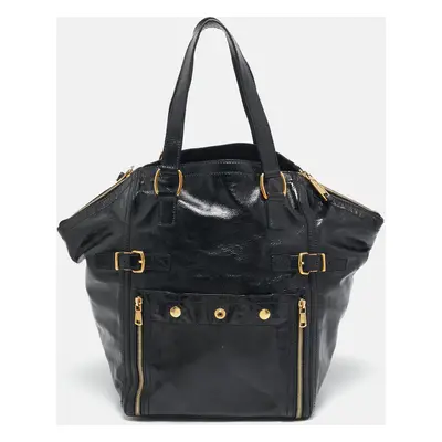 Yves Saint Laurent Black Patent Leather Large Downtown Tote