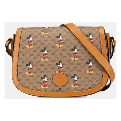 Gucci Brown x Disney Micro GG Supreme Mickey Mouse Flap Crossbody