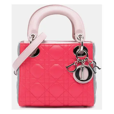 Dior Pink Mini Tricolor Lambskin Cannage Lady Dior