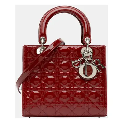 Dior Red Medium Patent Cannage Lady Dior