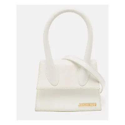 Jacquemus White Leather Le Chiquito Moyen Top Handle Bag