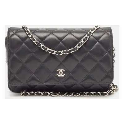 Chanel Black Quilted Leather CC Wallet On Chain