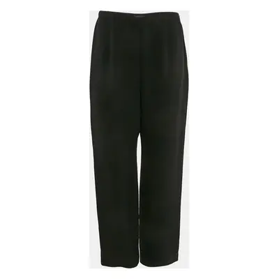 Giorgio Armani Black Silk Straight Leg Trousers