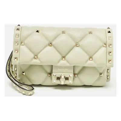 Valentino Mint Green Quilted Leather Candystud Wristlet Clutch