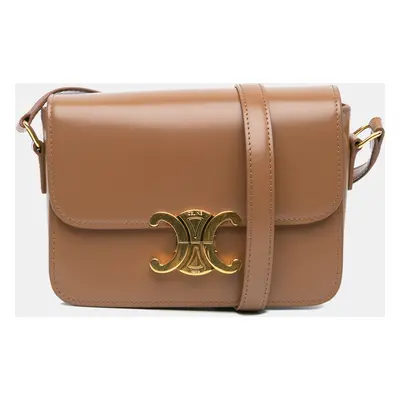 Celine Brown Teen Shiny Calfskin Triomphe Crossbody