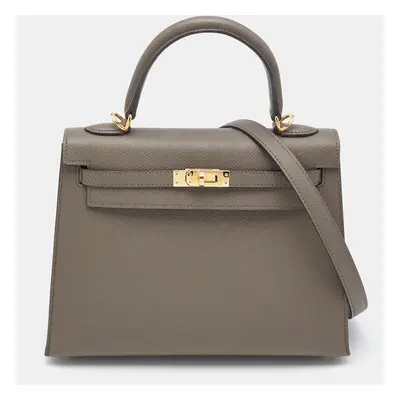 Hermes Etain Epsom Leather Gold Finish Kelly Sellier Bag