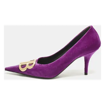 Balenciaga Purple Velvet Pointed Toe BB Pumps Size