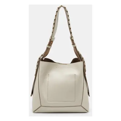 Stella McCartney Light Grey Faux Leather Medium Braided Handle Hobo