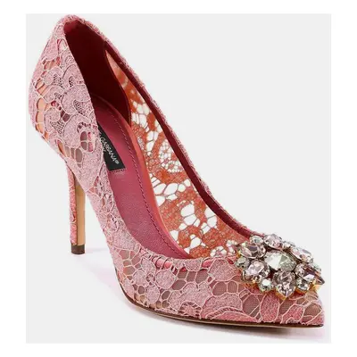 Dolce & Gabbana Pink Bellucci Embellished Lace Stilettos Women’s IT