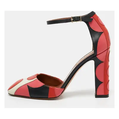 Valentino Multicolor Leather Carmen Square-Toe Ankle Strap Pumps Size