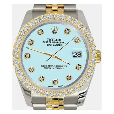 Rolex datejust 3.05ct diamond bezel aqua blue dial jubilee Wristwatch