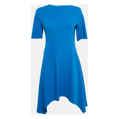 Stella McCartney Blue Stretch Crepe Asymmetric Mini Dress