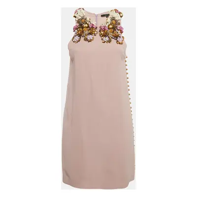 Gucci Mauve Embellished Neck Silk Mini Dress