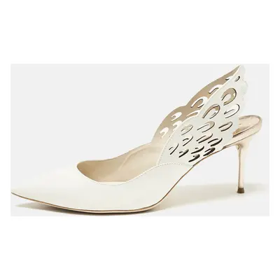 Sophia Webster White Leather Angelo Pointed Toe Slingback Pumps Size