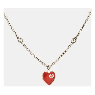 Gucci Heart Enamel Sterling Silver Necklace