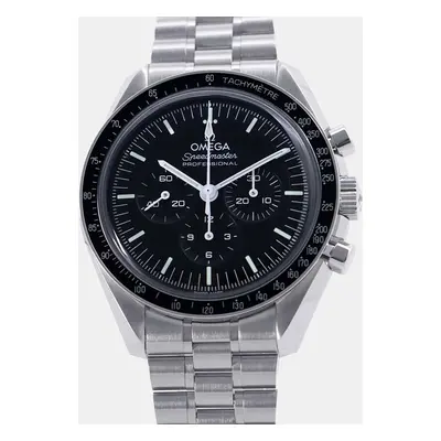 Omega Black Stainless Steel Speedmaster Professional Moonwatch 310.30.42.50.01.001 Manual Windin