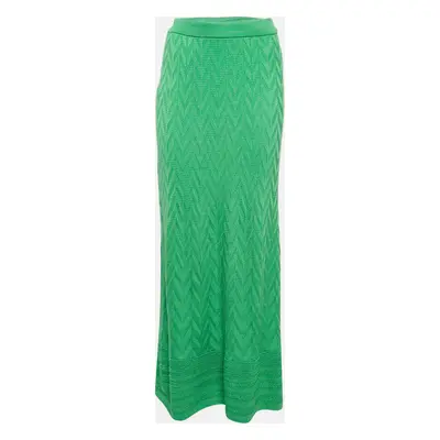 M Missoni Green Chevron Knit Maxi Skirt