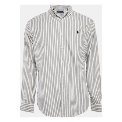 Ralph Lauren Grey Striped Cotton Long Sleeve Shirt