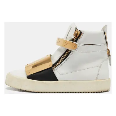 Giuseppe Zanotti White Leather High Top Sneakers Size