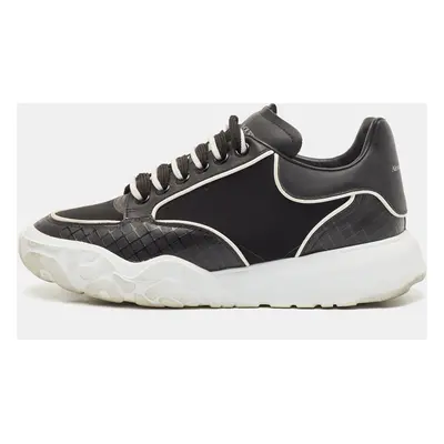 Alexander McQueen Black Leather and Neoprene Court Sneakers Size 40.5