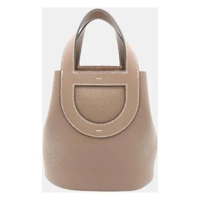 Hermes Etoupe Taurillon Clemence Swift Leather In-The-Loop Tote Bag