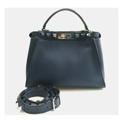 Fendi Navy Blue Leather Peekaboo Regular Bag