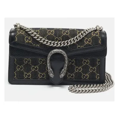 Gucci Black GG Denim Dionysus Shoulder Bag