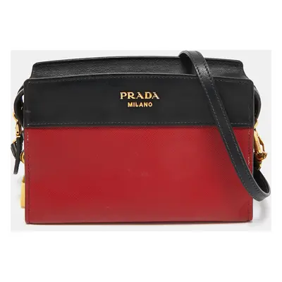 Prada Red/Black Saffiano and City Leather Esplanade Crossbody Bag